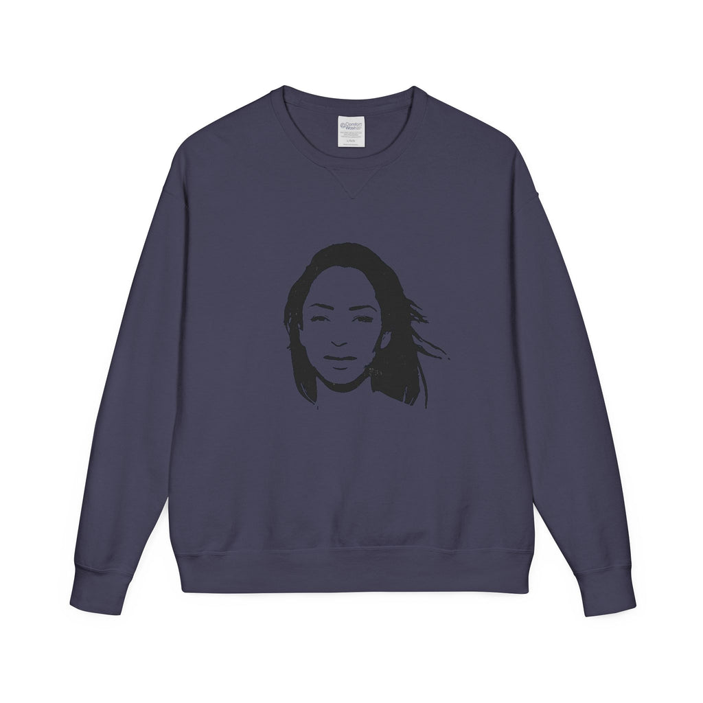 Crewneck Sweatshirt — Minimalist Black Portrait Graphic
