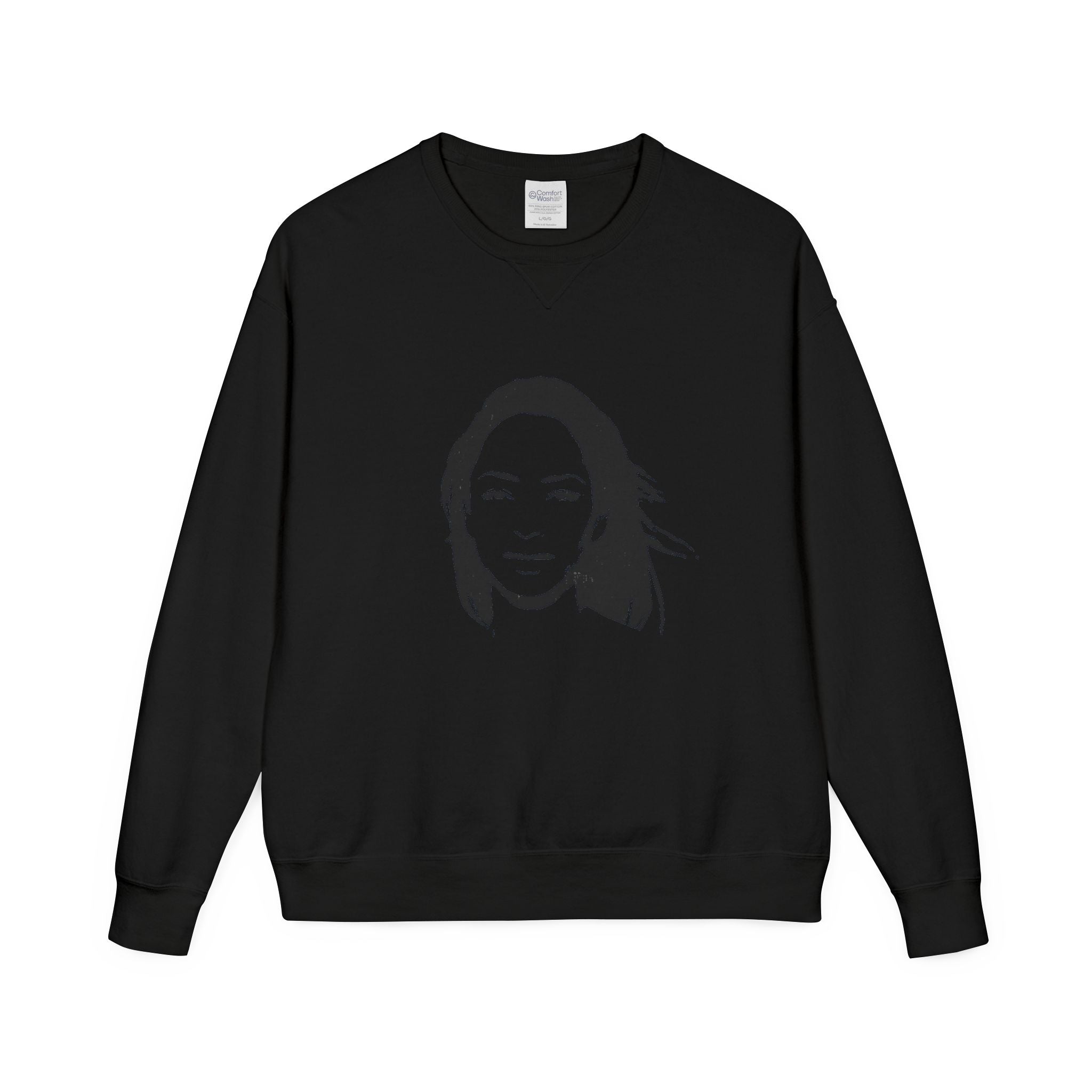 Crewneck Sweatshirt — Minimalist Black Portrait Graphic