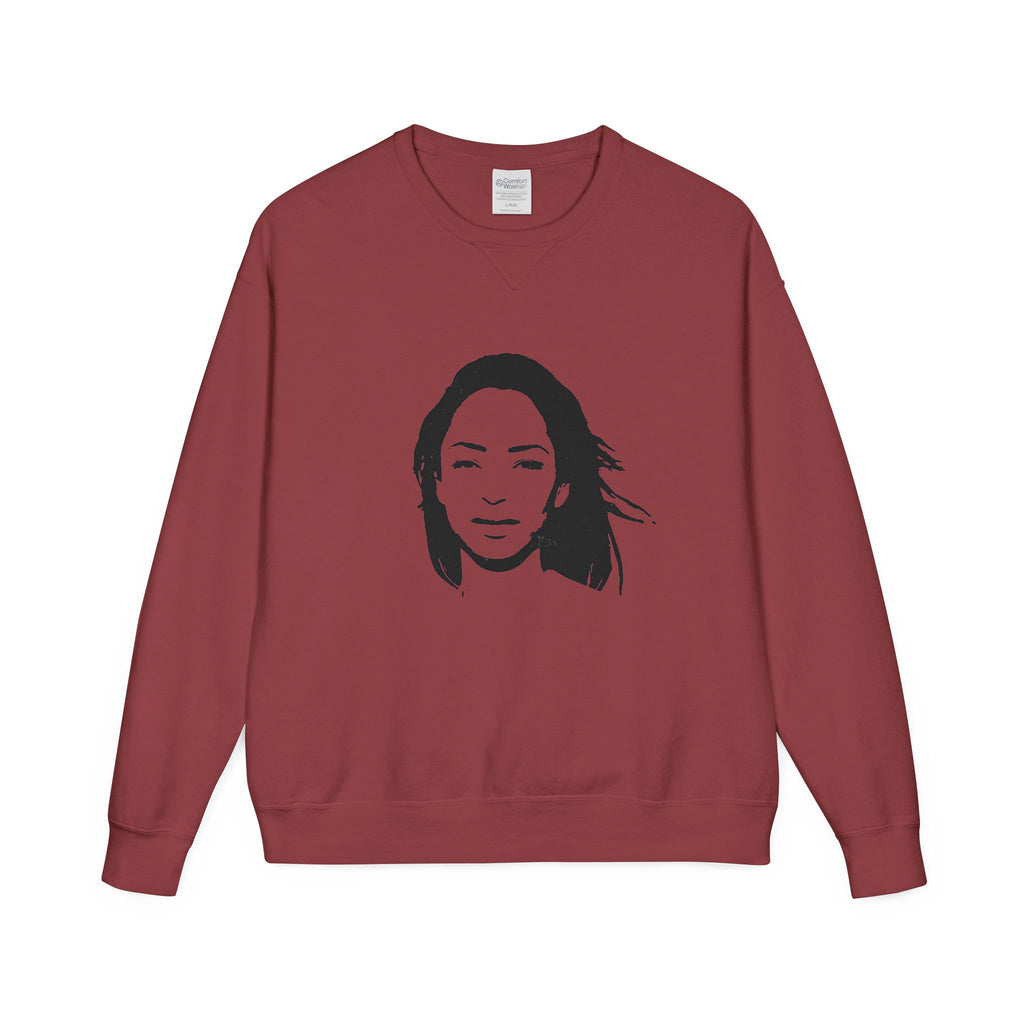 Crewneck Sweatshirt — Minimalist Black Portrait Graphic