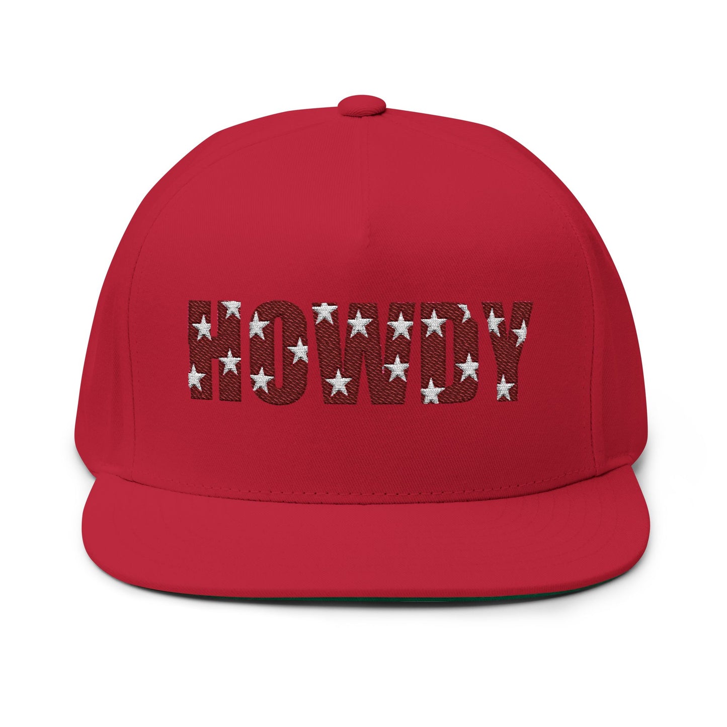 Howdy Embroidered Flat Bill Cap — Western Patriotic Snapback Hat