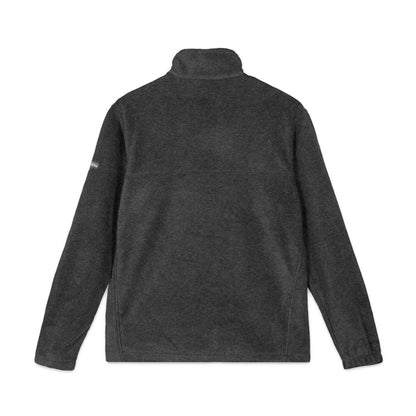 Embroidered Columbia Fleece Jacket — Cozy Dark Gray Outdoor Zip-Up