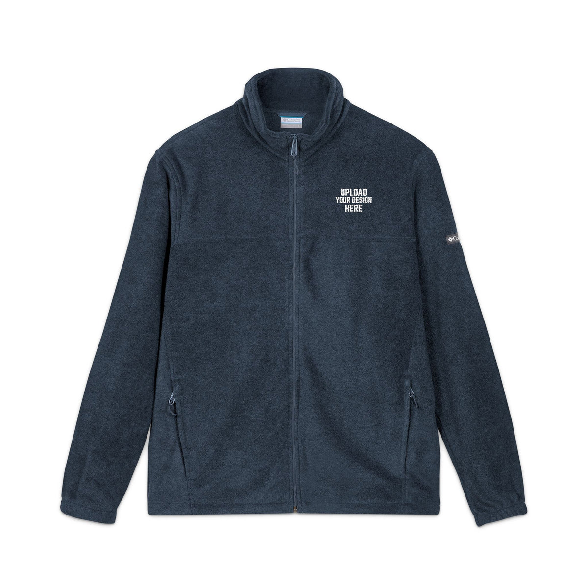 Embroidered Columbia Fleece Jacket — Cozy Dark Gray Outdoor Zip-Up