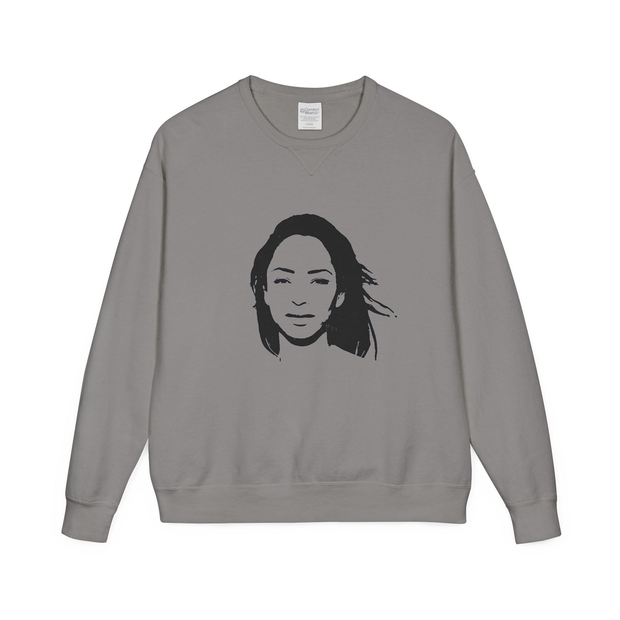 Crewneck Sweatshirt — Minimalist Black Portrait Graphic