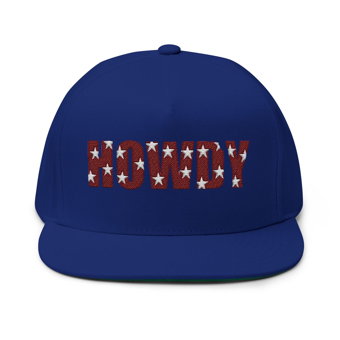 Howdy Embroidered Flat Bill Cap — Western Patriotic Snapback Hat