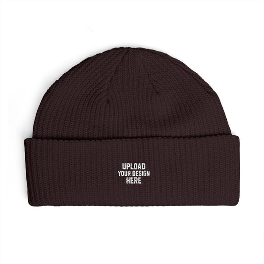 Cuff Beanie - Custom Embroidered Cuffed Knit Hat (Upload Your Design)