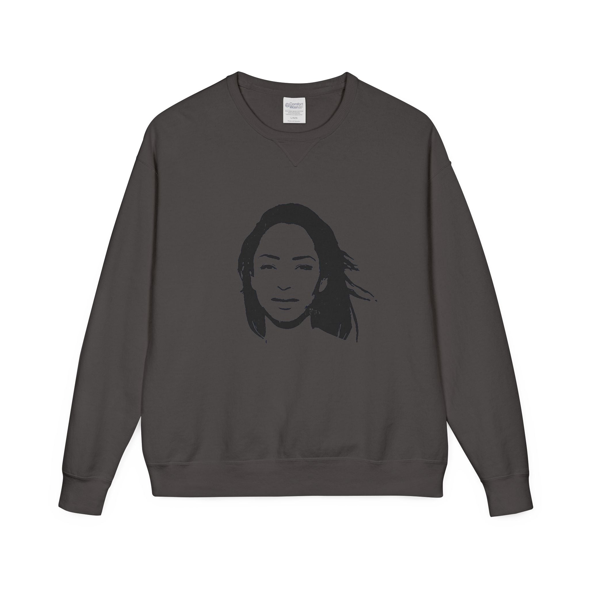 Crewneck Sweatshirt — Minimalist Black Portrait Graphic