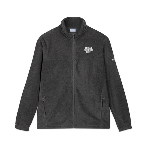Embroidered Columbia Fleece Jacket — Cozy Dark Gray Outdoor Zip-Up