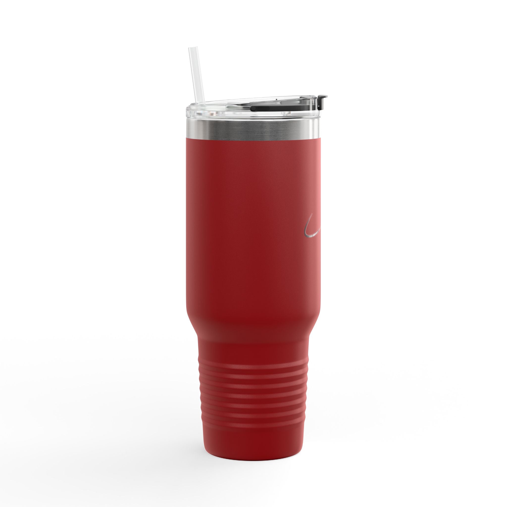 40oz Insulated Travel Mug — Red Tumbler with Airplane Design