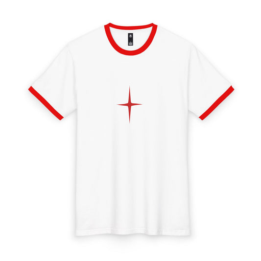 Ringer Tee — Minimal Red Starburst