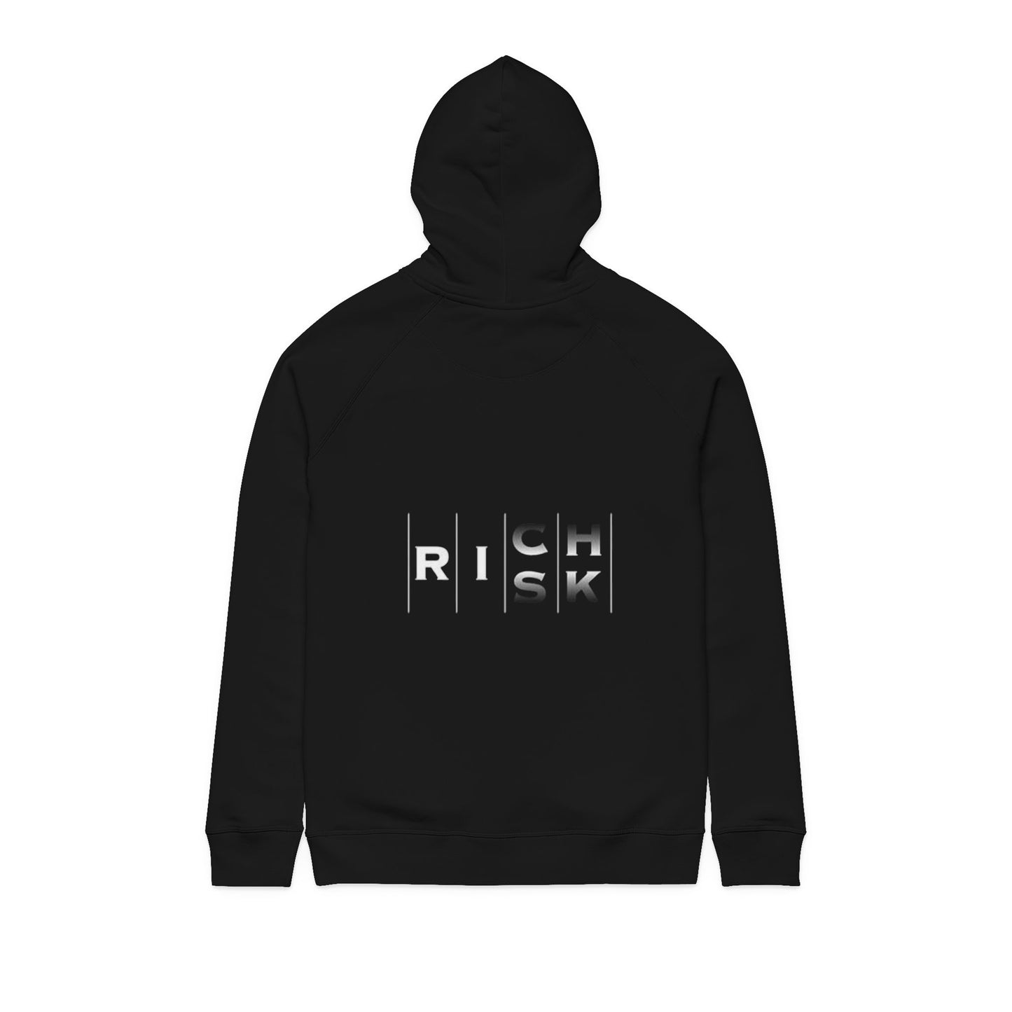 Risk Flip Hoodie — Minimal Black Graphic Pullover